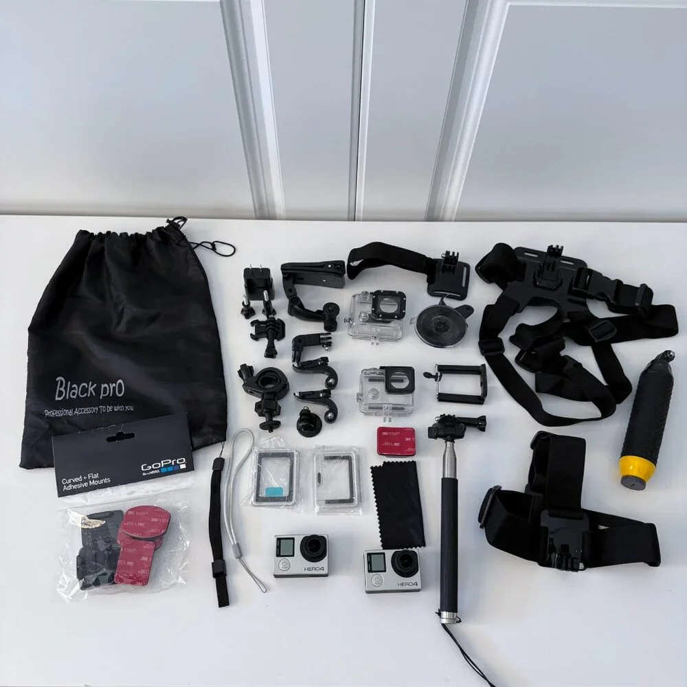 GO PRO HERO4 - 2 GO PRO's + 28 Piece Accessory Kit - Picture 1 of 10